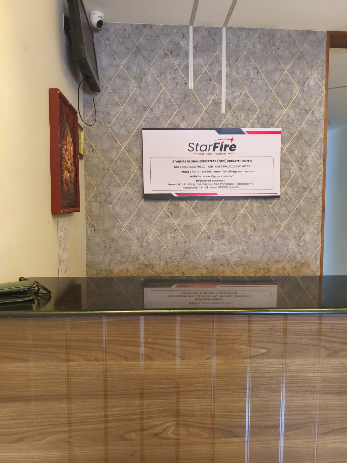 StarFire Global Exporters office business information board